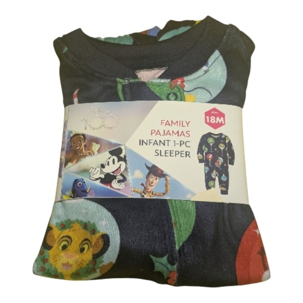 Disney Infant Toddler Pajama 1 PC 18 Month Christmas Blue Zip Up K-382